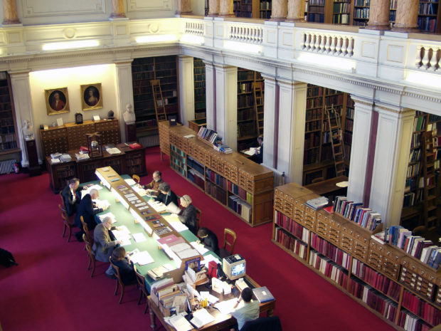 View from above into library